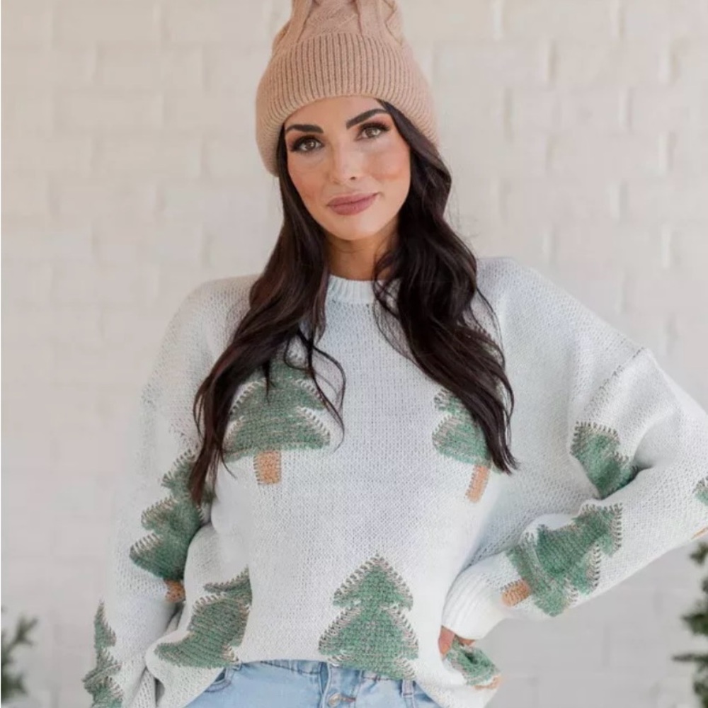 Pink Lily Tree Sweater